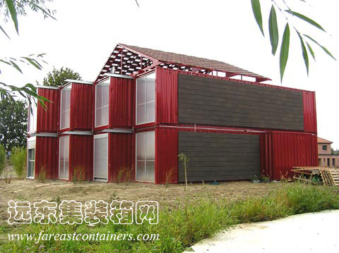 集裝箱住宅別墅: Red Container House Lille,集裝箱房屋,集裝箱建筑,集裝箱活動(dòng)房,住人集裝箱