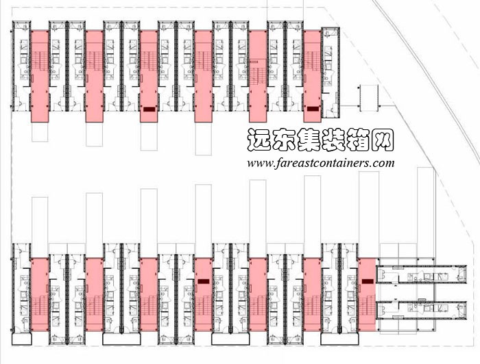 法國(guó) Cité ADocks 學(xué)生宿舍通過樓梯來組織箱體布局,集裝箱房屋,集裝箱建筑,集裝箱住宅,集裝箱活動(dòng)房,住人集裝箱