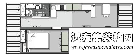 20英尺集裝箱+40英尺集裝箱拼接構(gòu)成面積擴(kuò)展,集裝箱房屋,集裝箱活動房,住人集裝箱,集裝箱住宅,集裝箱建筑