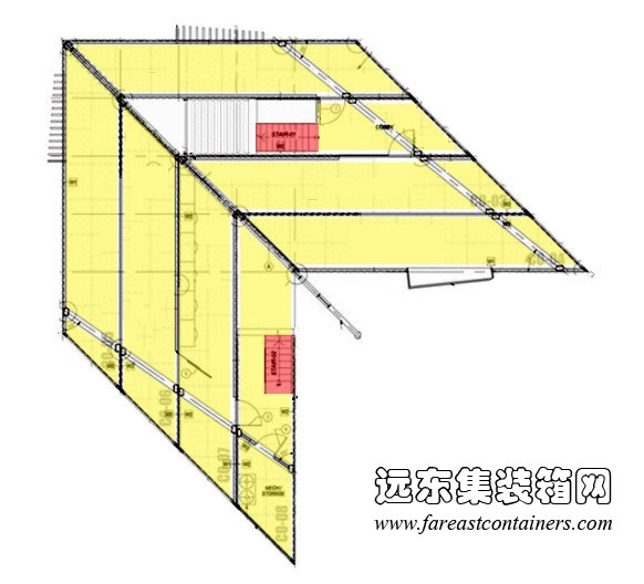 韓國APAP集裝箱藝術(shù)學校二層平面圖示意,集裝箱房屋,集裝箱活動房,住人集裝箱,集裝箱住宅,集裝箱建筑