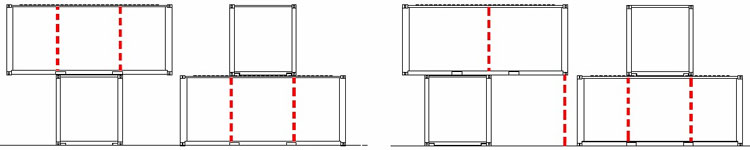上下箱體相互垂直錯開的加柱方式,集裝箱房屋,集裝箱活動房,住人集裝箱,集裝箱住宅,集裝箱建筑
