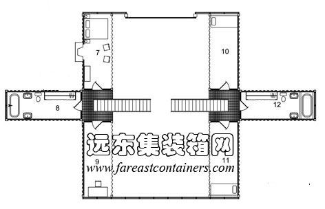 Adriance 集裝箱住宅二層平面圖,集裝箱房屋,集裝箱活動房,住人集裝箱,集裝箱建筑