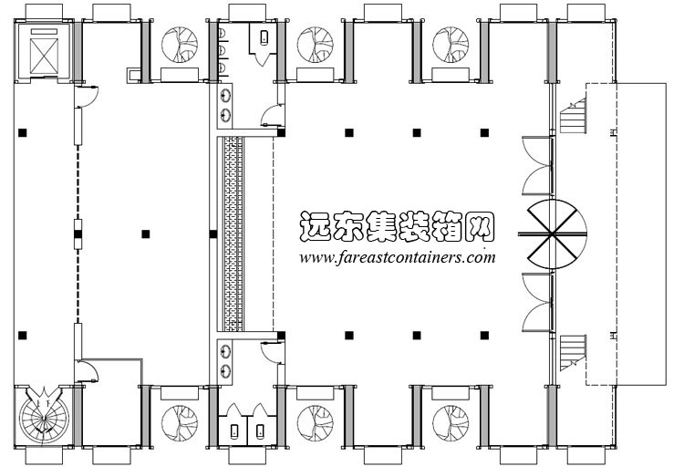 集裝箱餐廳一層平面圖,集裝箱房屋,集裝箱活動(dòng)房,住人集裝箱,集裝箱住宅,集裝箱建筑