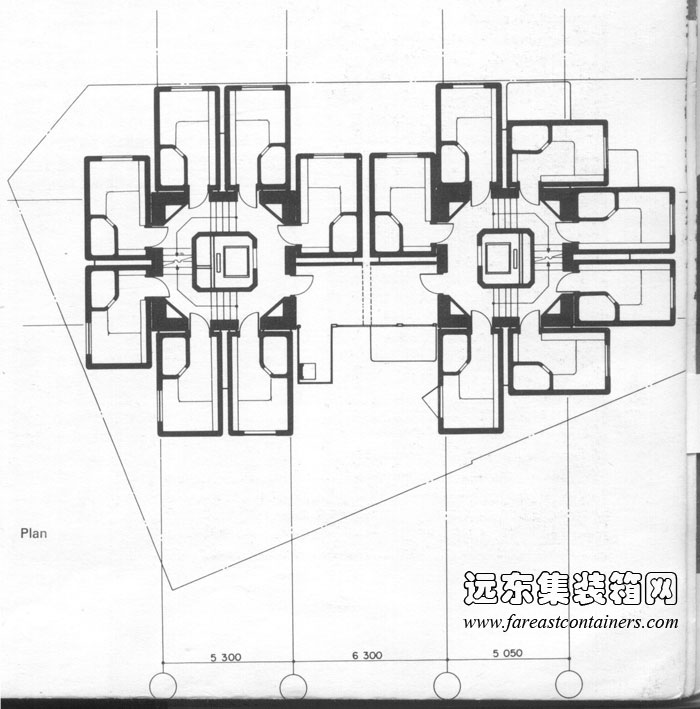 中銀艙體樓平面圖,盒子建筑