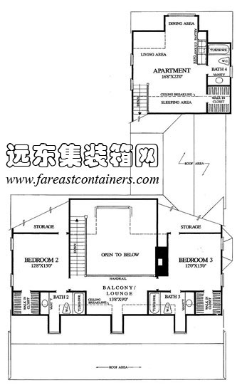 美國某活動(dòng)住宅二層平面