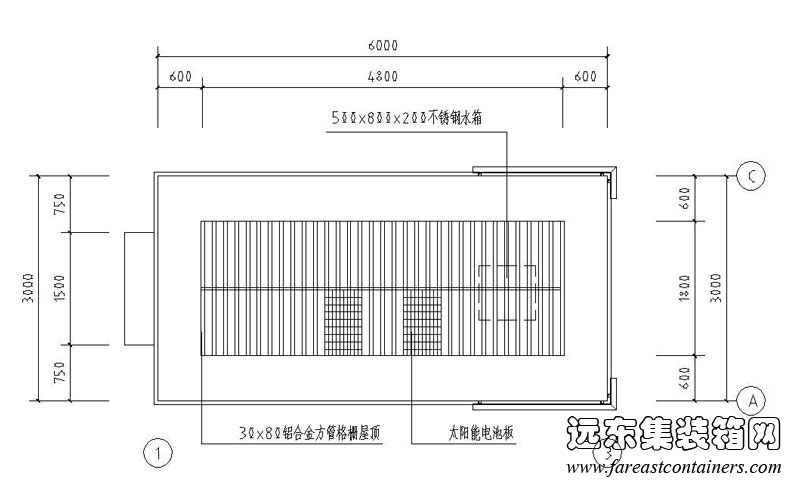 集裝箱式活動住宅修正方案外觀方案一屋頂平面圖