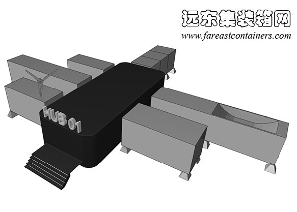 HUB 01 集裝箱學(xué)生宿舍的三維模型,集裝箱房屋,集裝箱建筑,集裝箱住宅