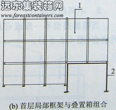 首層局部框架與疊置箱組合,集裝箱組合房屋