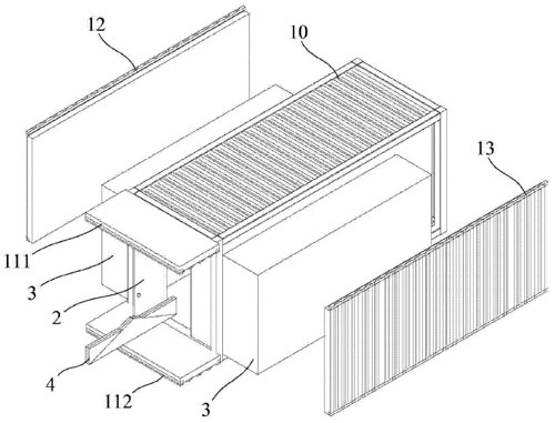構建過程中集裝箱房屋呈現的不同結構示意圖