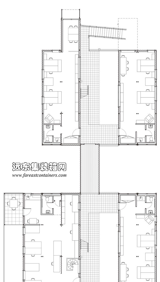 集裝箱建筑：羅德島集裝箱辦公樓二層平面圖