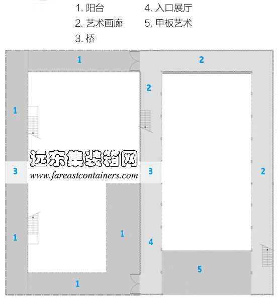 集裝箱建筑： Gwanju 集裝箱藝術(shù)館二層平面圖