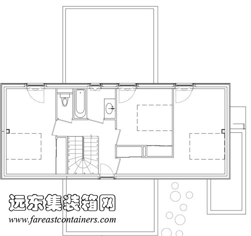 “十字箱”集裝箱住宅二層平面圖